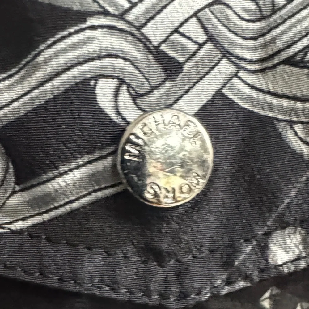 Michael Kors Black Zip-Front Jacket with Silver Chain Print